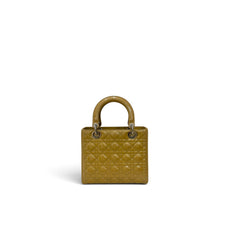 Dior Medium Lady Dior Patent Yellow SHW