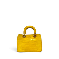 Dior Mini Diorissimo Tote Bag Alligator Yellow