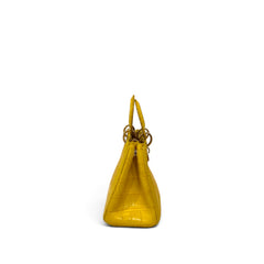 Dior Mini Diorissimo Tote Bag Alligator Yellow
