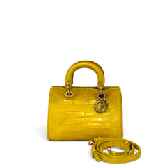 Dior Mini Diorissimo Tote Bag Alligator Yellow