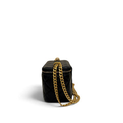 Chanel Long Vanity with Gold Pillar Chain Lambskin Black (Microchip)