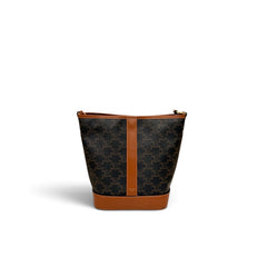Celine Small Bucket Triomphe Canvas / Calfskin Tan