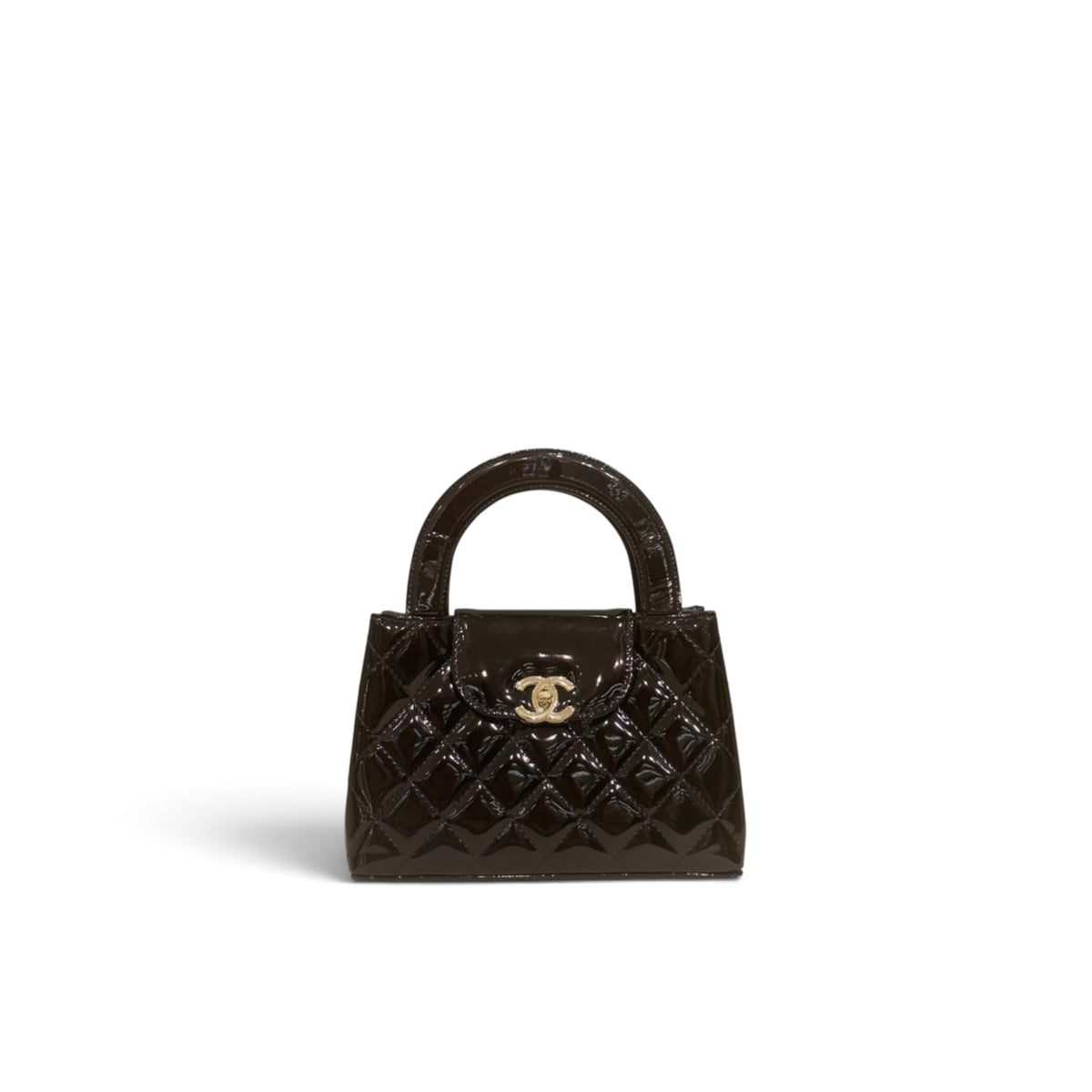 Chanel Mini Kelly Shopping Tote Bag Patent Black (Microchip)