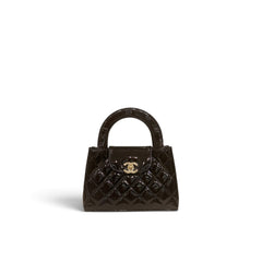 Chanel Mini Kelly Shopping Tote Bag Patent Black (Microchip)