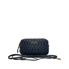 Miu Miu Matelasse Crossbody Double Zip Bag Blue