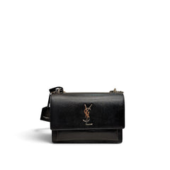 YSL Saint Laurent Medium Sunset Bag Calfskin Black