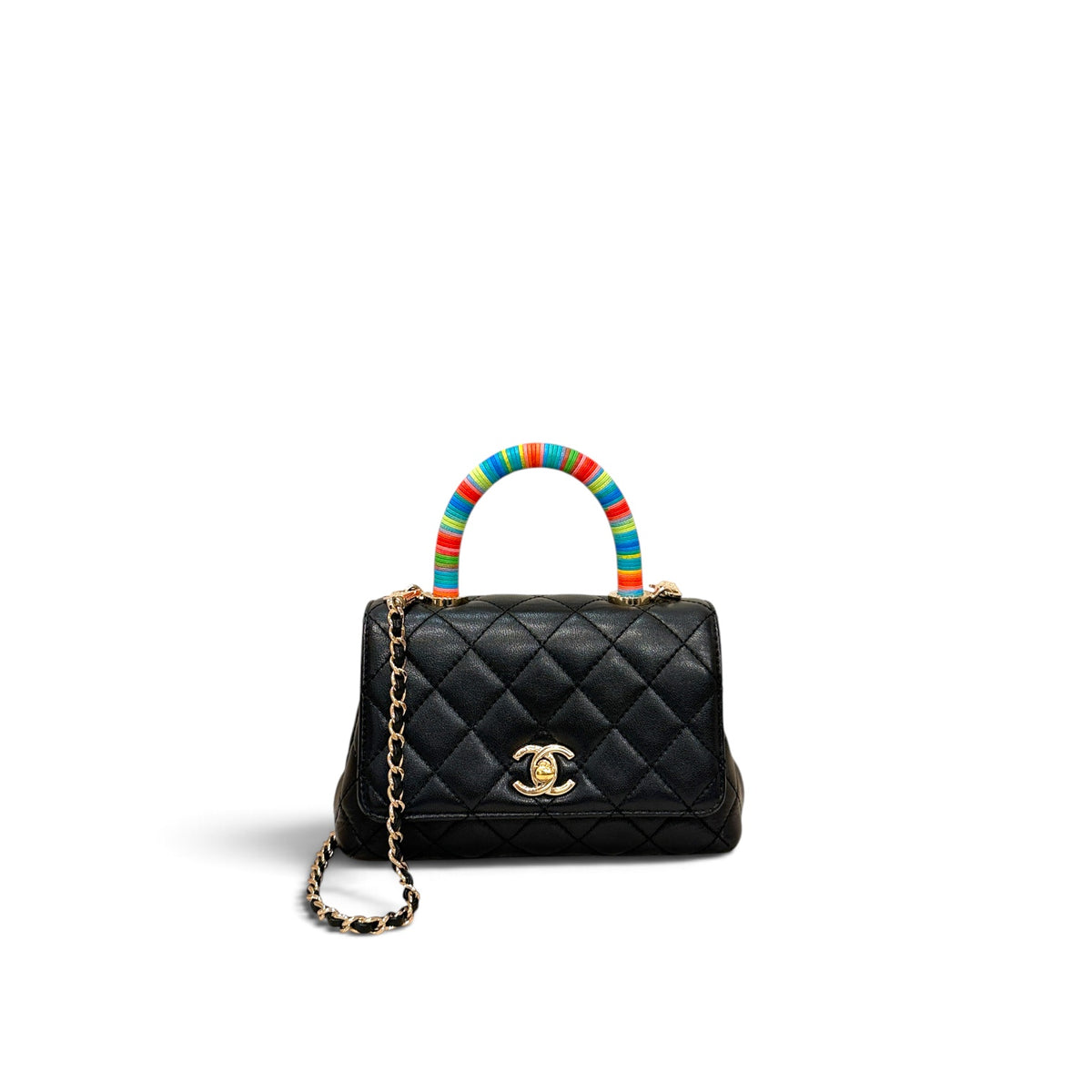 Chanel Mini Coco Handle Multicoloured Handle Lambskin Black