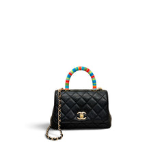 Chanel Mini Coco Handle Multicoloured Handle Lambskin Black