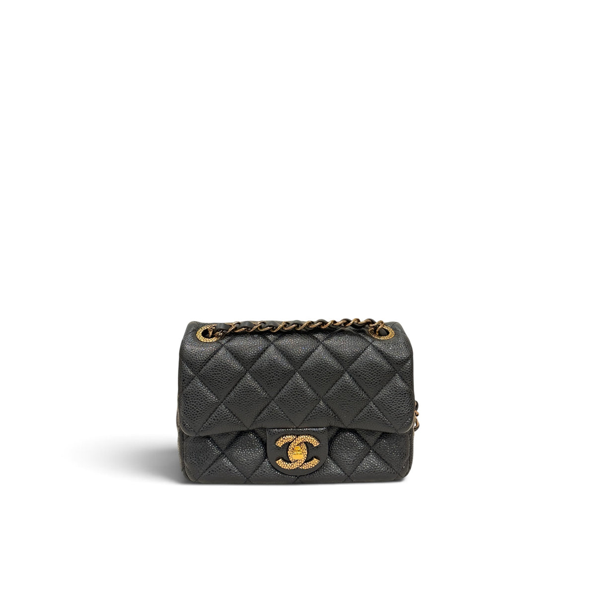 Chanel Mini Grained Flap Bag Grained Lambskin Black (Microchip)