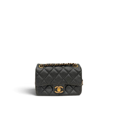 Chanel Mini Grained Flap Bag Grained Lambskin Black (Microchip)