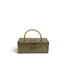 Chanel Vintage Top Handle Vanity Case Patent Green
