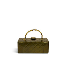 Chanel Vintage Top Handle Vanity Case Patent Green