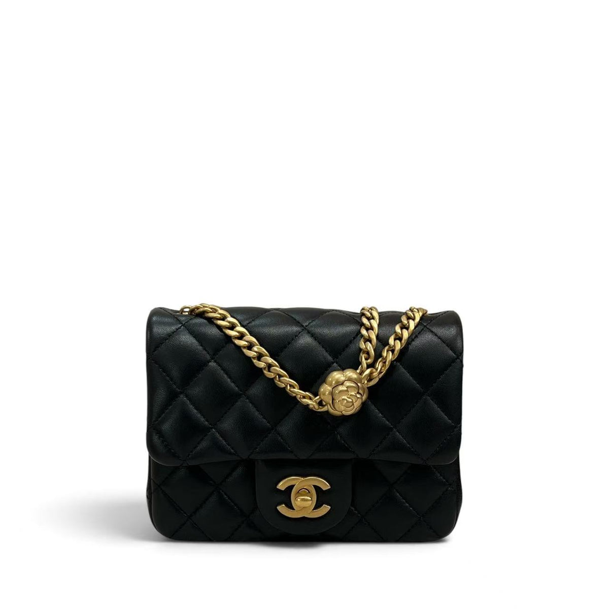 Chanel Sweet Camellia Mini Flap Bag Lambskin Black (Microchip)
