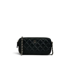 Chanel CC Double Zip Clutch Lambskin Black
