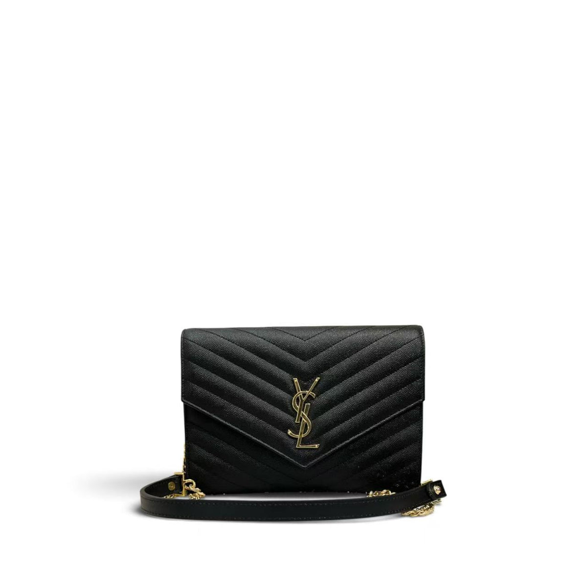 Saint Laurent Cassandre Envelope Wallet on Chain Black
