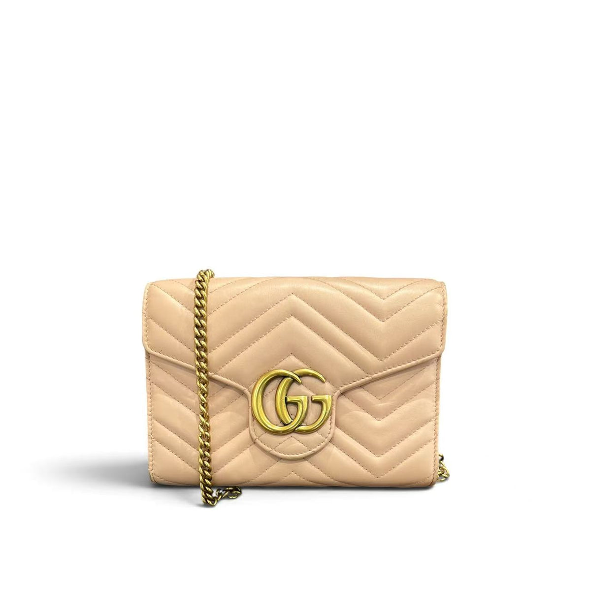 Gucci GG Marmont Matelasse Wallet on Chain Pink
