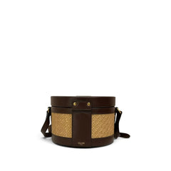 Celine Medium Tambour Bag Raffia / Calfskin