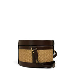 Celine Medium Tambour Bag Raffia / Calfskin