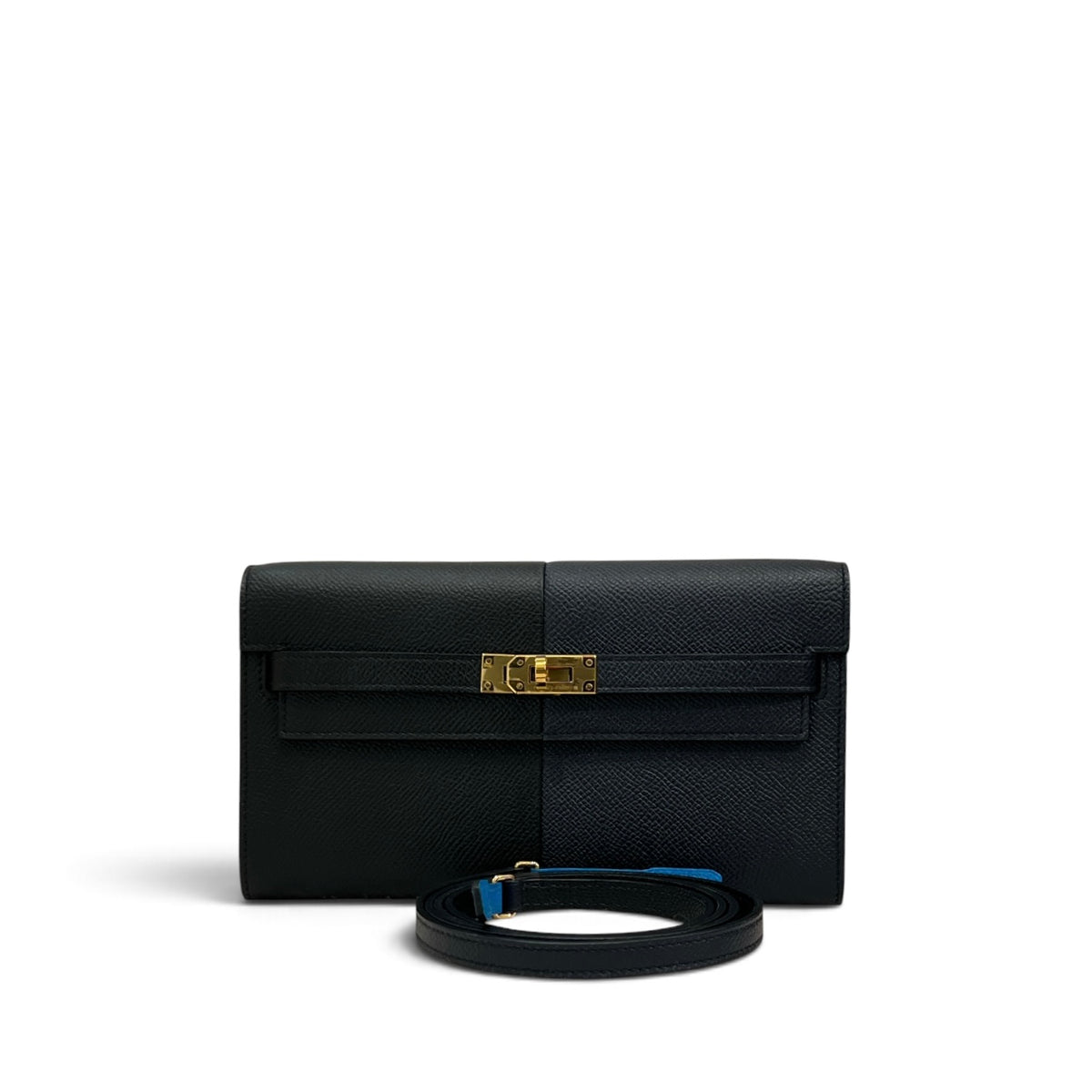 Hermes Kelly To Go Epsom Bleu Indigo / Noir STAMP Z