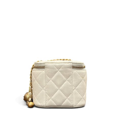 Chanel Pearl Crush Mini Vanity Case with Chain Lambskin White