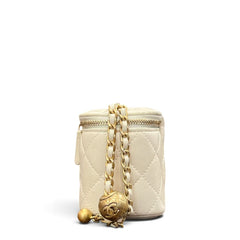 Chanel Pearl Crush Mini Vanity Case with Chain Lambskin White