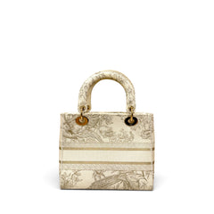 Dior Canvas Embroidered Jardin D'Hiver Medium Lady D-Lite White