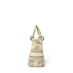 Dior Canvas Embroidered Jardin D'Hiver Medium Lady D-Lite White