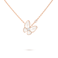 Van Cleef & Arpels Two Butterfly pendant 18K rose gold, 18K white gold, Diamond, Mother-of-pearl