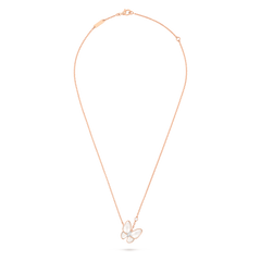 Van Cleef & Arpels Two Butterfly pendant 18K rose gold, 18K white gold, Diamond, Mother-of-pearl