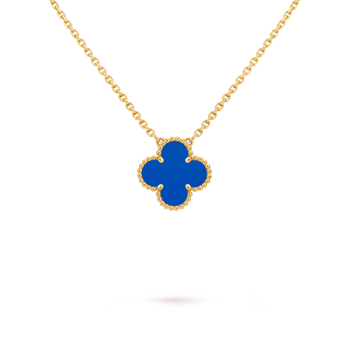 Van Cleef & Arpels Vintage Alhambra Pendant, Blue Agate, Yellow Gold
