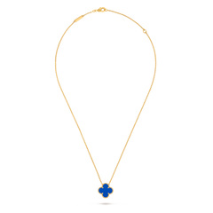 Van Cleef & Arpels Vintage Alhambra Pendant, Blue Agate, Yellow Gold