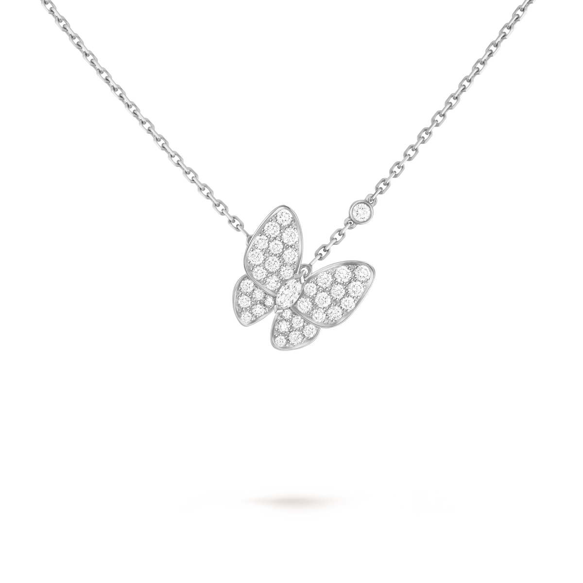 Van Cleef & Arpels Two Butterfly pendant 18K white gold, Diamond
