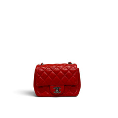 Chanel Classic Mini Square Flap Bag Caviar Red SHW