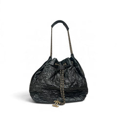 Chanel Paris-Bombay Bucket Bag Aged Calfskin Black