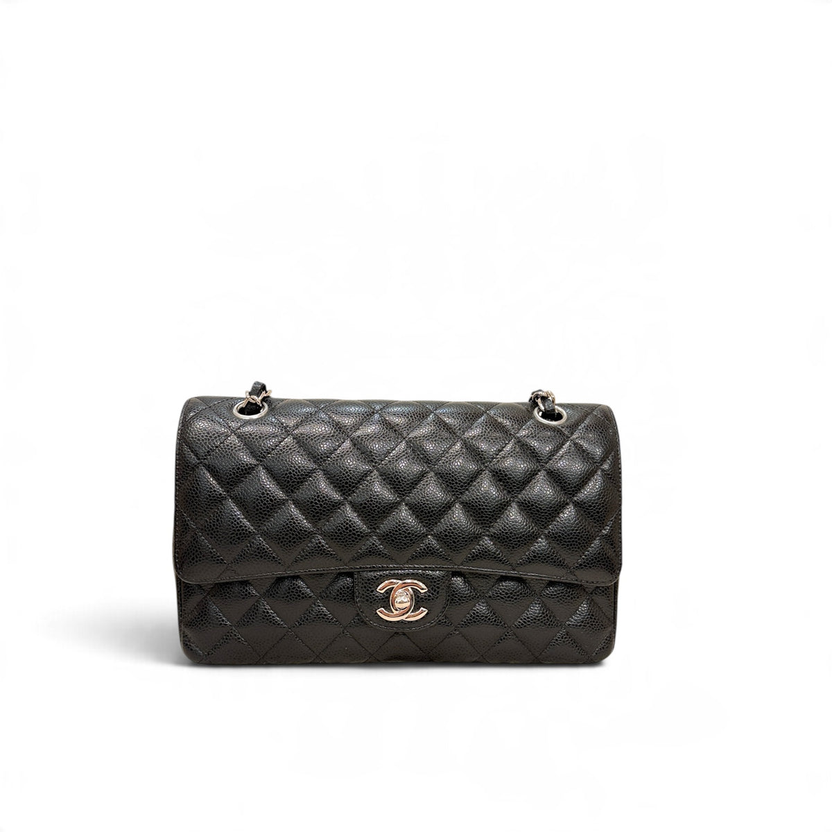 Chanel Medium Double Classic Flap Bag Caviar SHW