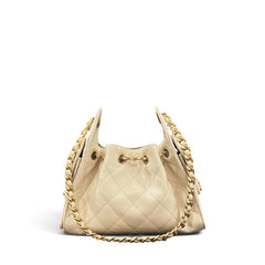 Chanel Mini 25 Bag Caviar Beige GHW (Microchip)