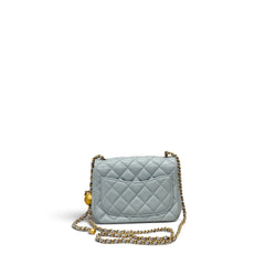 Chanel Pearl Crush Mini Square Flap Bag Lambskin Light Grey GHW (Microchip)
