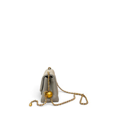 Chanel Pearl Crush Mini Square Flap Bag Lambskin Light Grey GHW (Microchip)