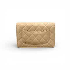 Chanel Single Flap Wallet On Chain Caviar Beige