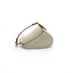 Dior Mini Saddle Bag Grained Calfskin White