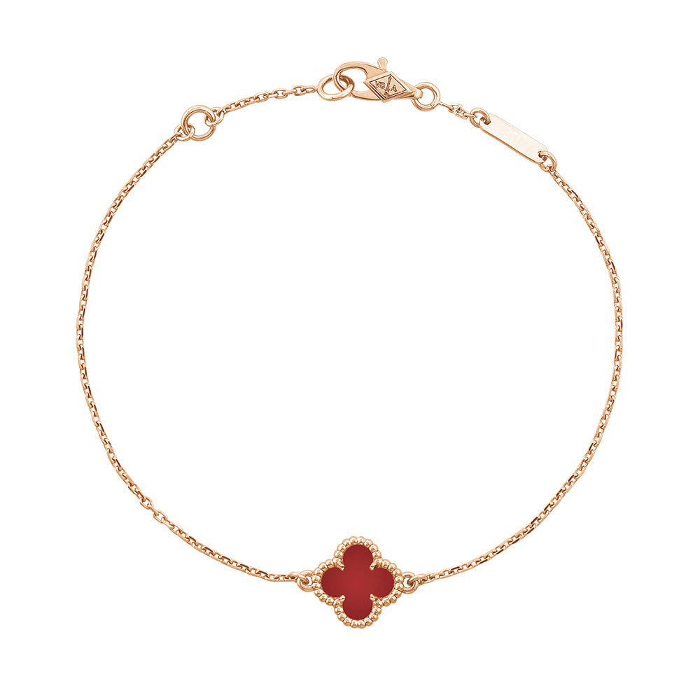 Van Cleef & Arpels Sweet Alhambra Bracelet, Carnelian, Yellow Gold
