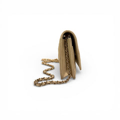 Chanel Single Flap Wallet On Chain Caviar Beige