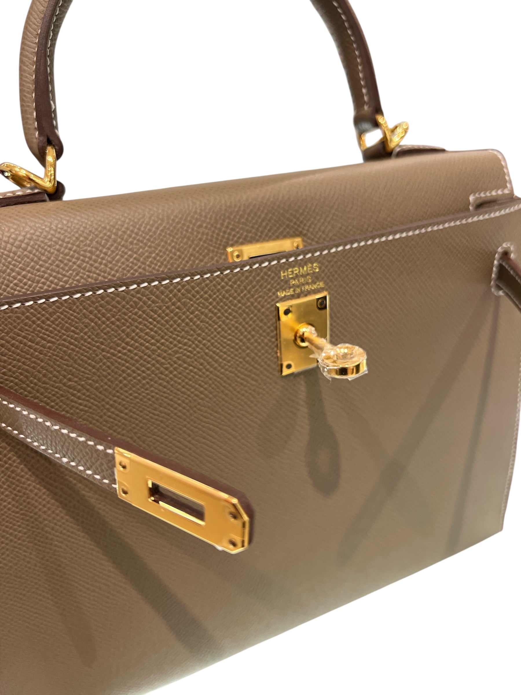 Hermes Kelly 25 Epsom Etoupe STAMP B