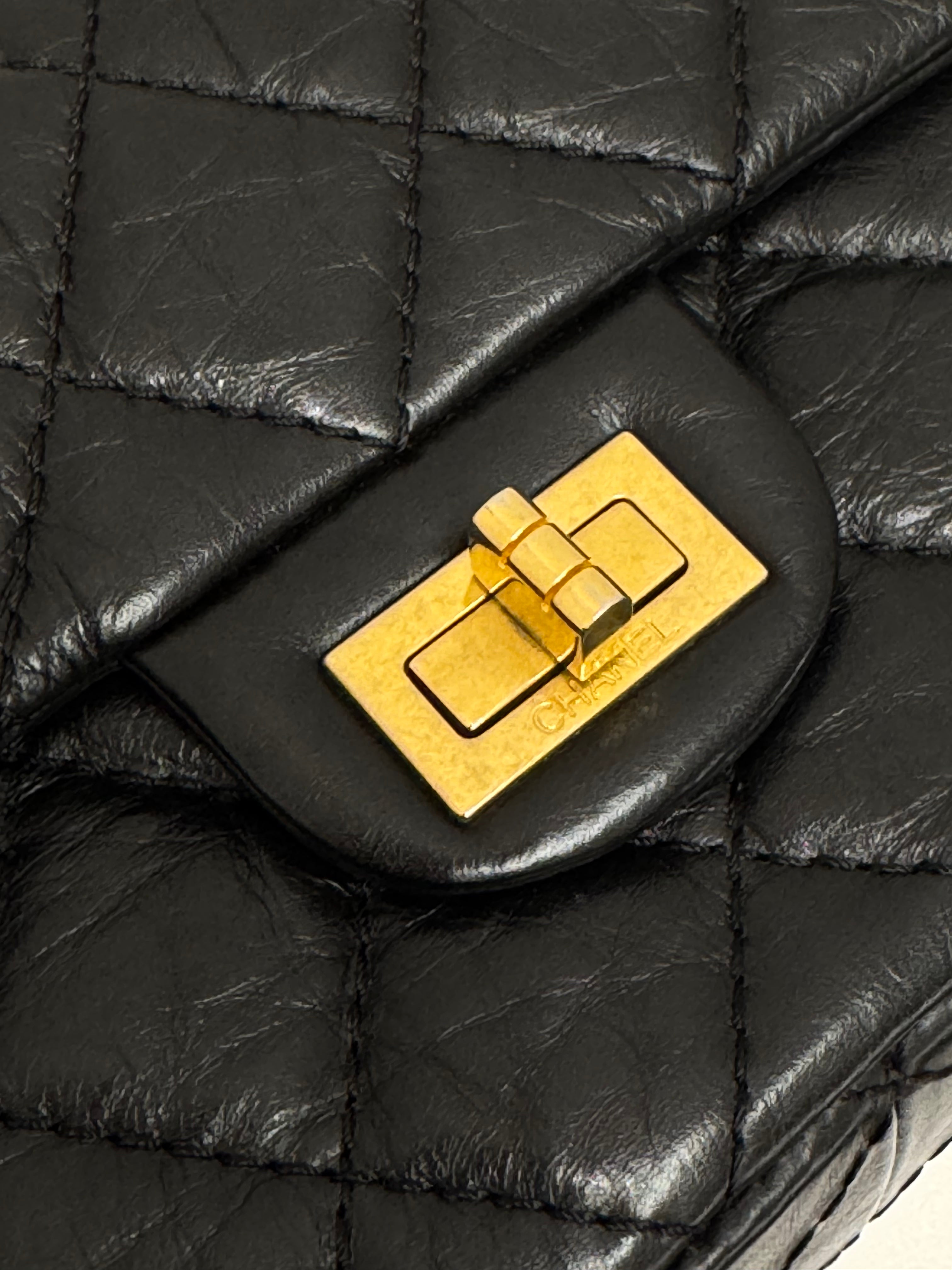 Chanel Medium 2.55 Handbag Aged Calfskin Black