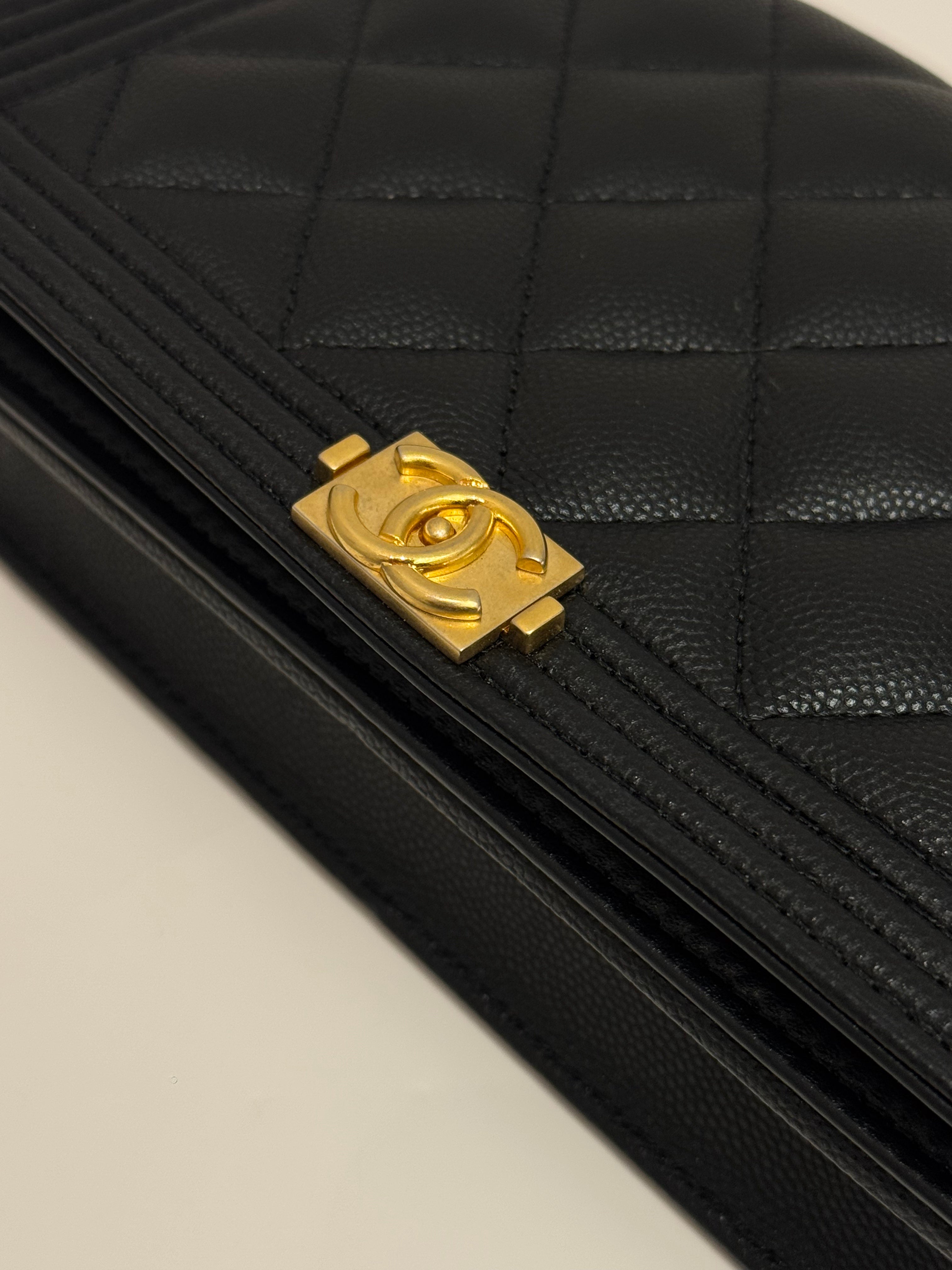 Chanel Boy Wallet On Chain Caviar Black (Microchip)