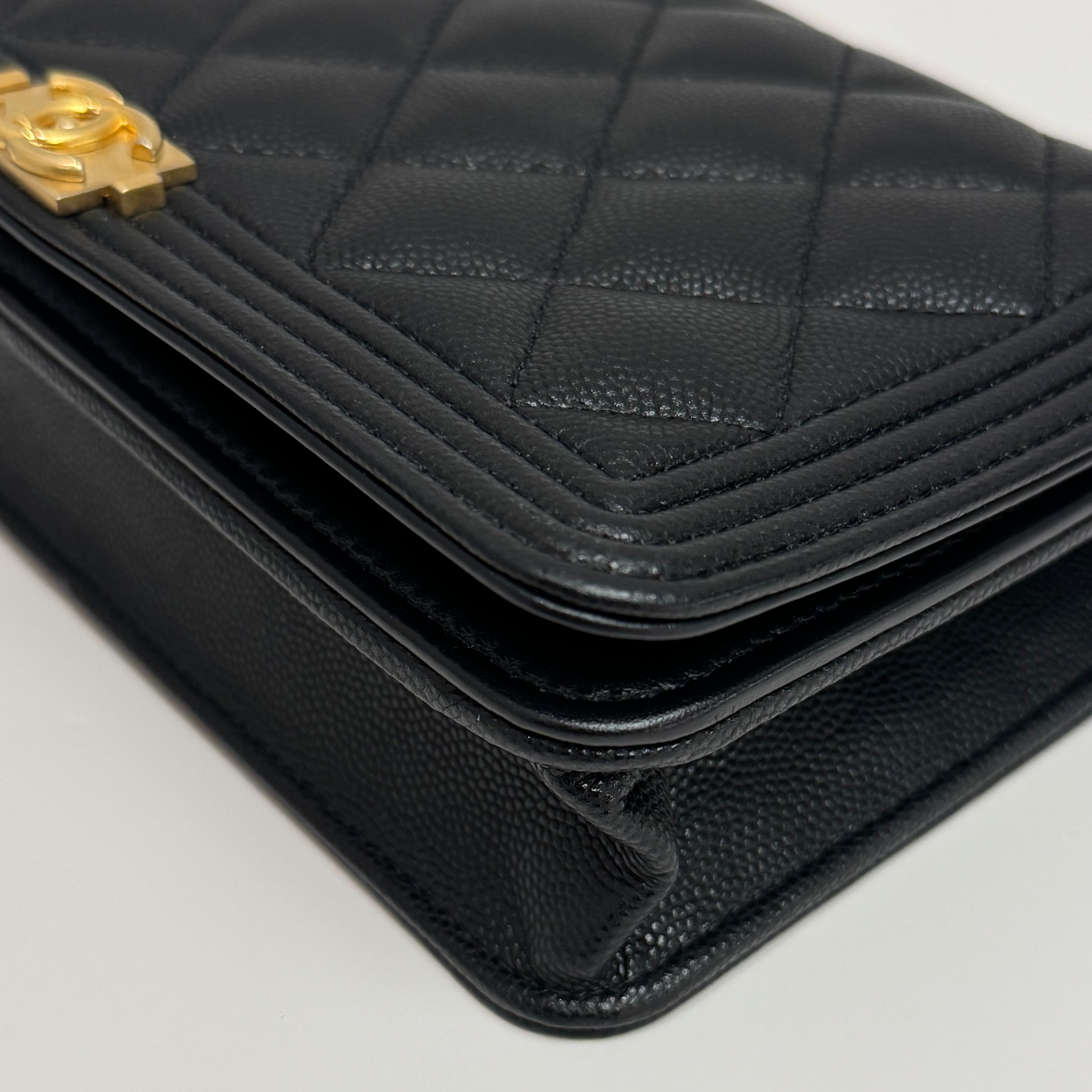 Chanel Boy Wallet On Chain Caviar Black (Microchip)