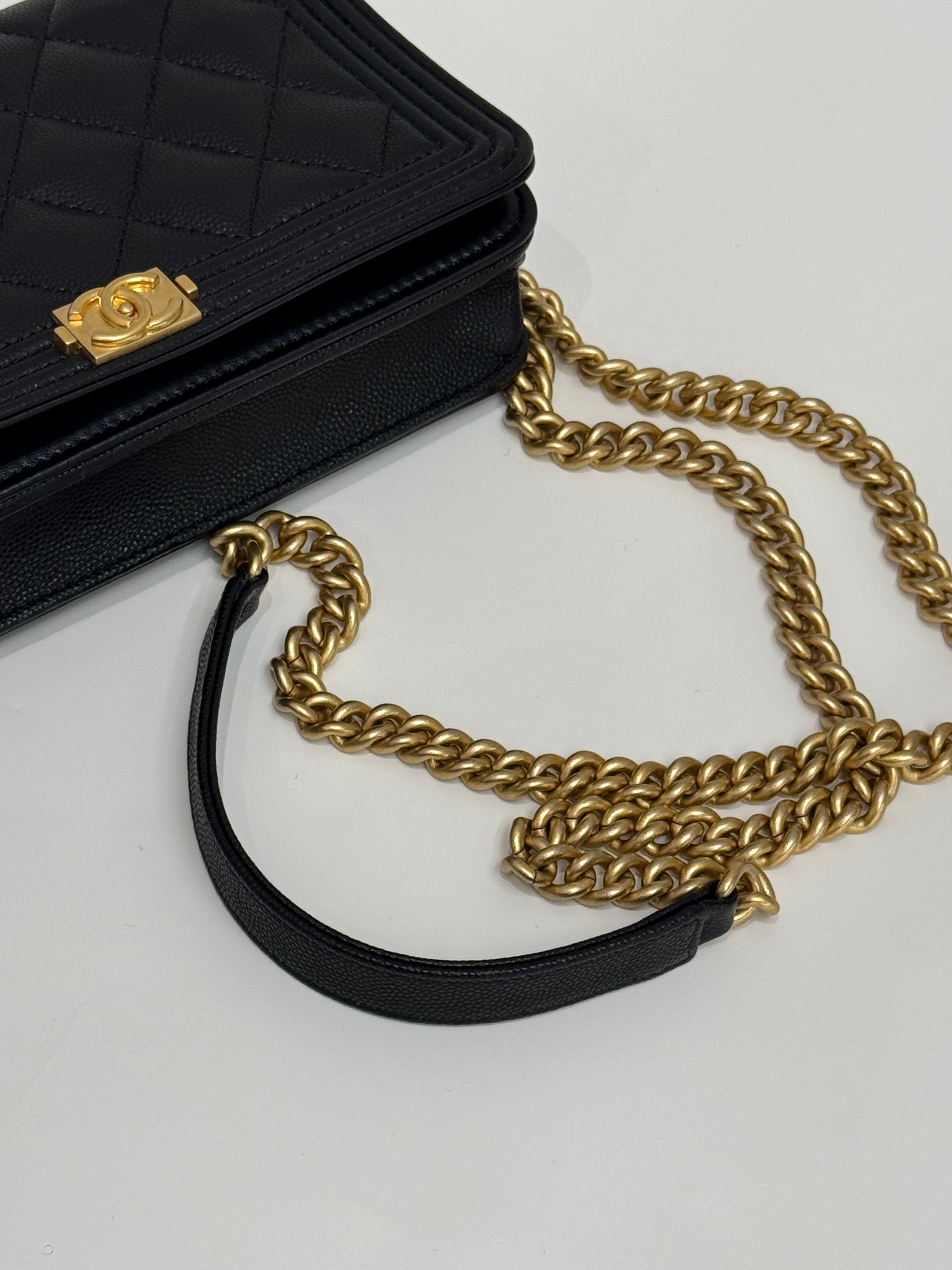 Chanel Boy Wallet On Chain Caviar Black (Microchip)