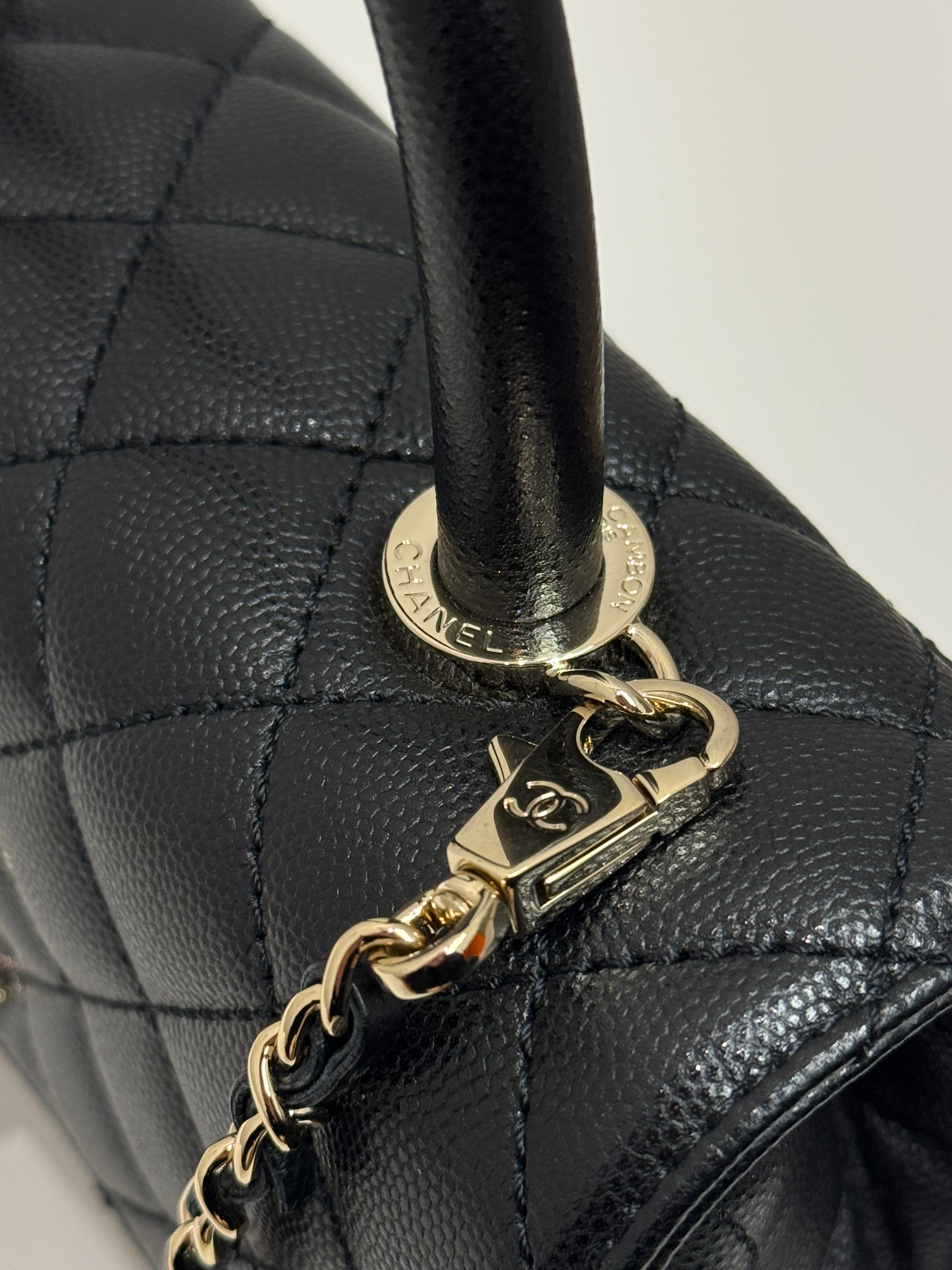 Chanel Small Coco Handle Caviar Black (Microchip)