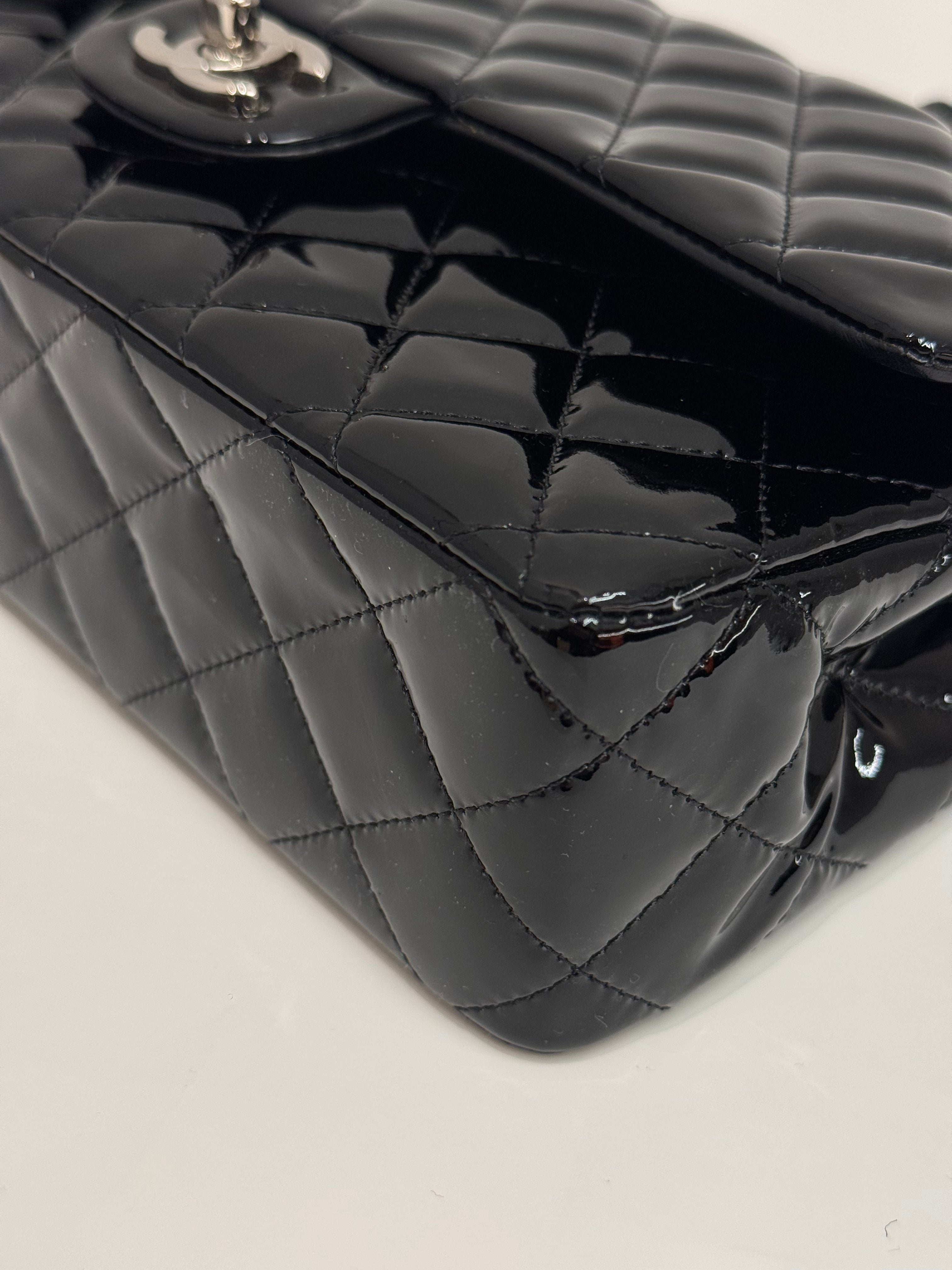 Chanel Medium Double Flap Patent Black