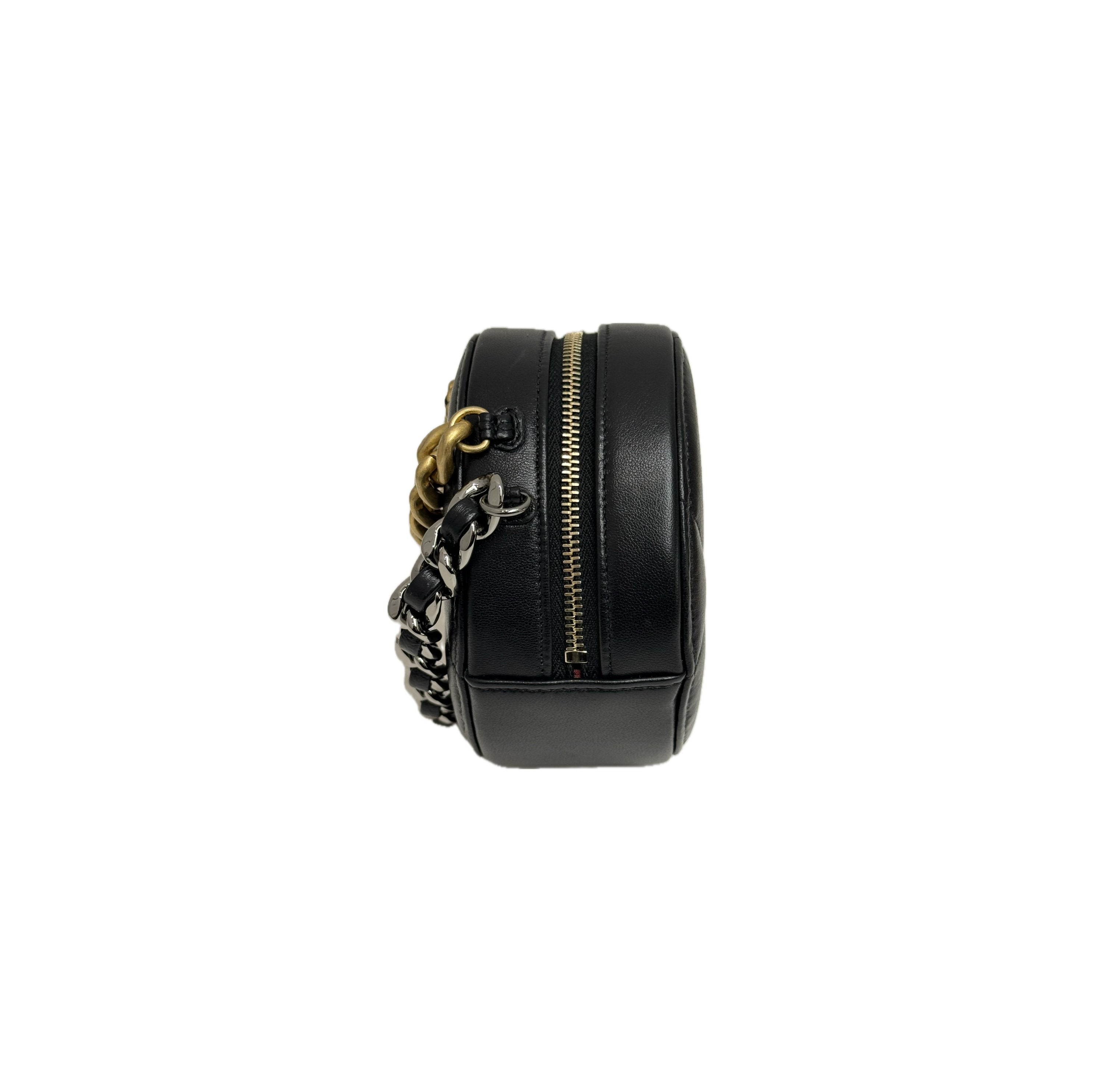 Chanel 19 Round Clutch With Chain Lambskin Black
